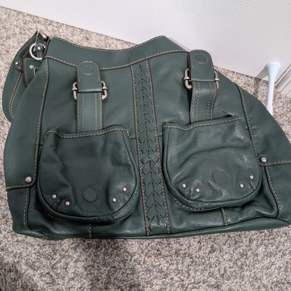 Tignanello Dark Green Leather Shoulder/Hobo Bag - Picture 14 of 14